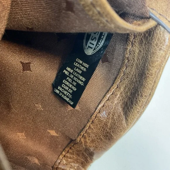 Vintage Fossil Mini Card Holder Coin Wallet Patchwork Brown Leather - Picture 8 of 13